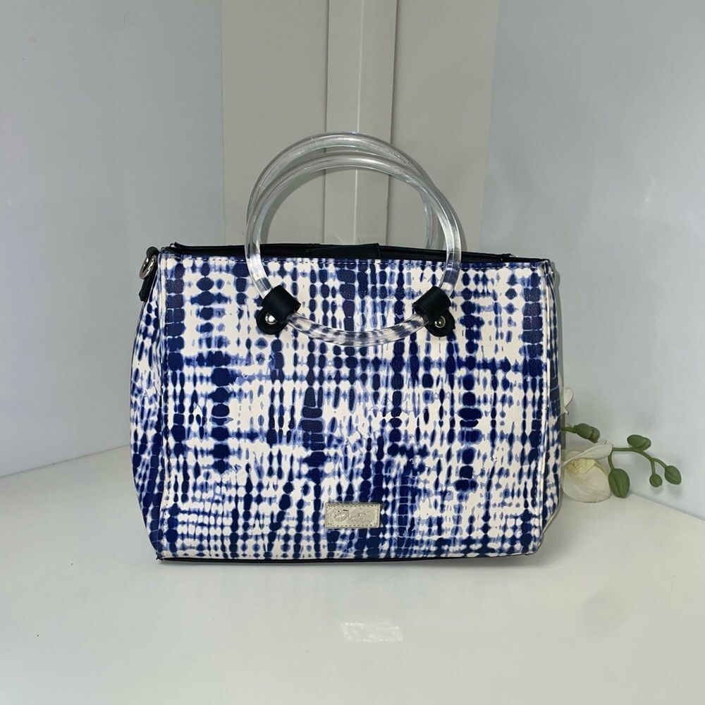 Betsey Johnson Navy and White Satchel